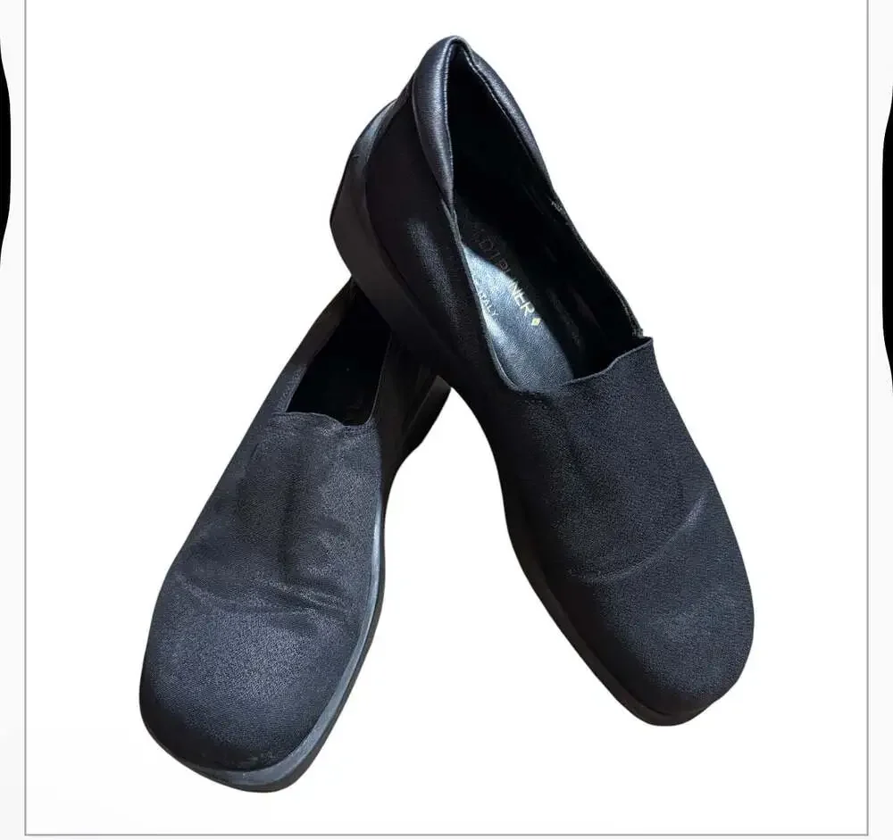 Donald J Pliner Women's Black Fabric Slip-On Platform Loafer Shoes